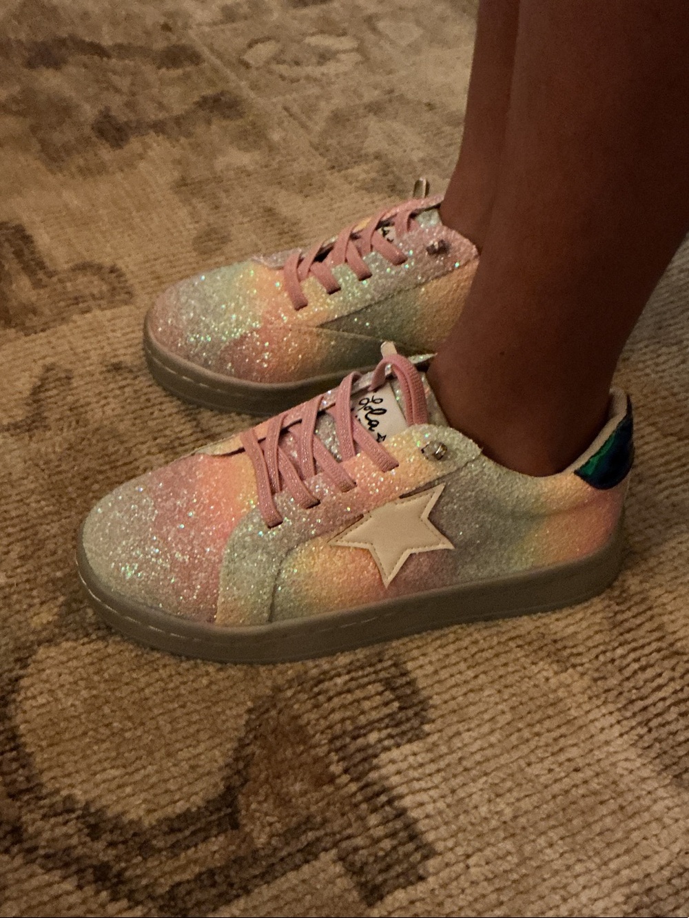 Lola + The Boys Glitter Rainbow Star Sneakers - Pink Multi